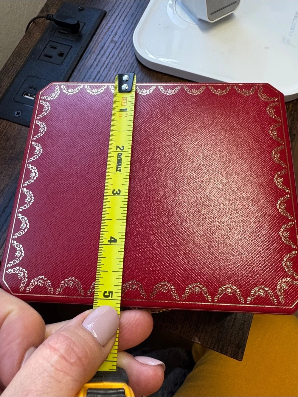 Cartier Red Decorative Jewelry Storage Box with Gold Trim with book